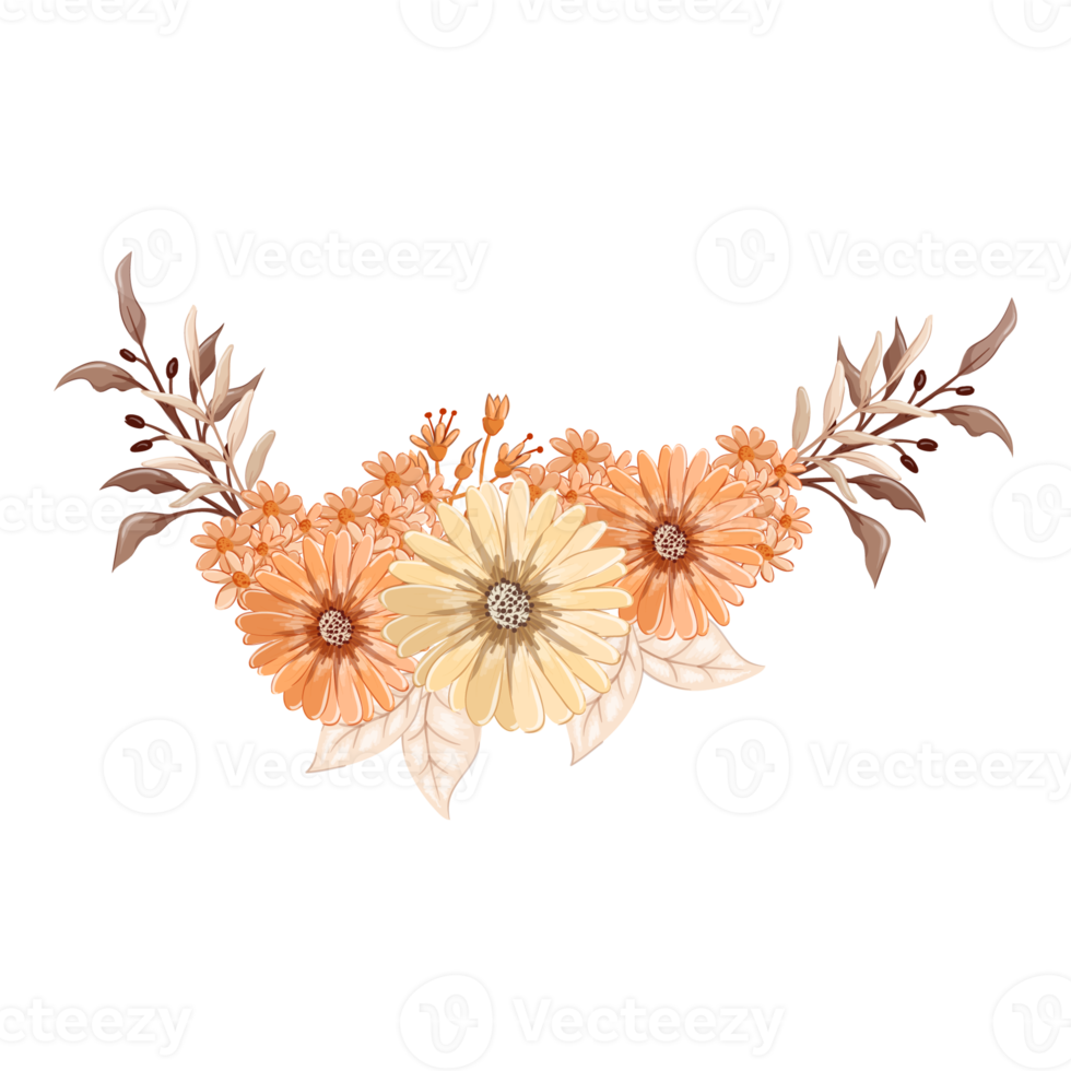Orange Flower Arrangement with watercolor style png