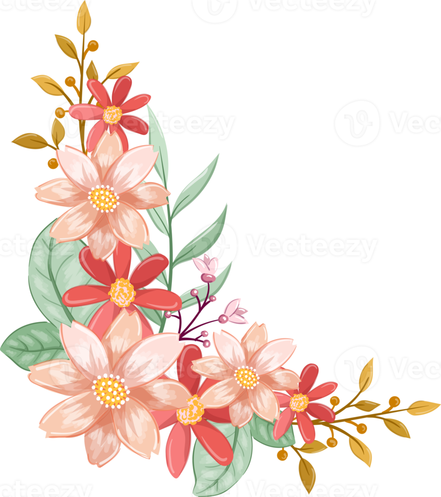 Orange Flower Arrangement with watercolor style png