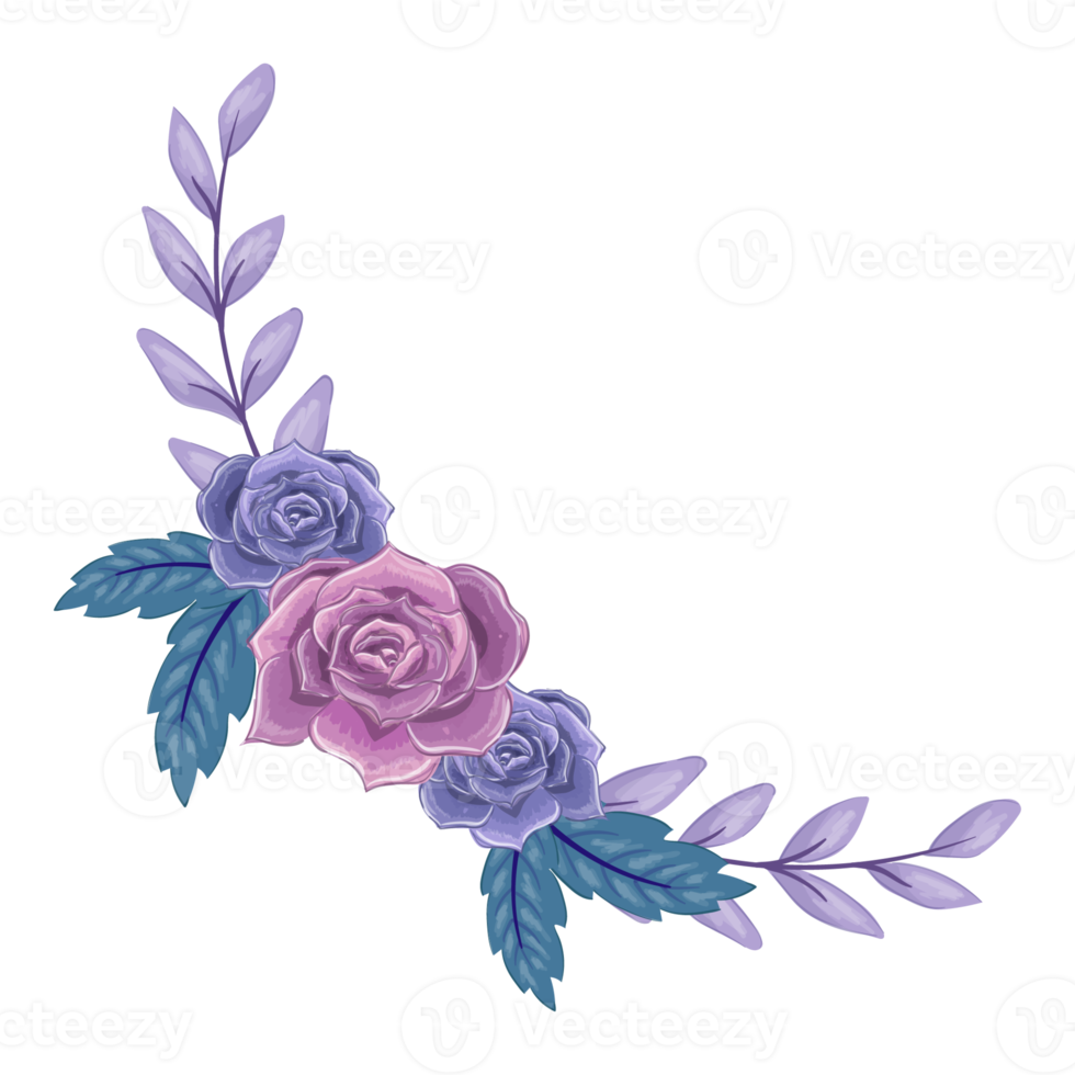Purple Flower Arrangement with watercolor style png