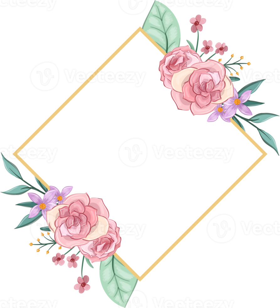 Pink flower arrangement with watercolor style png