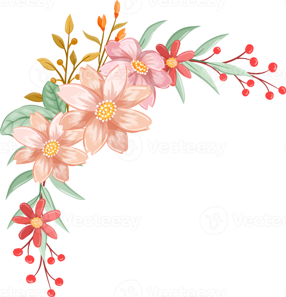 Orange Flower Arrangement with watercolor style png