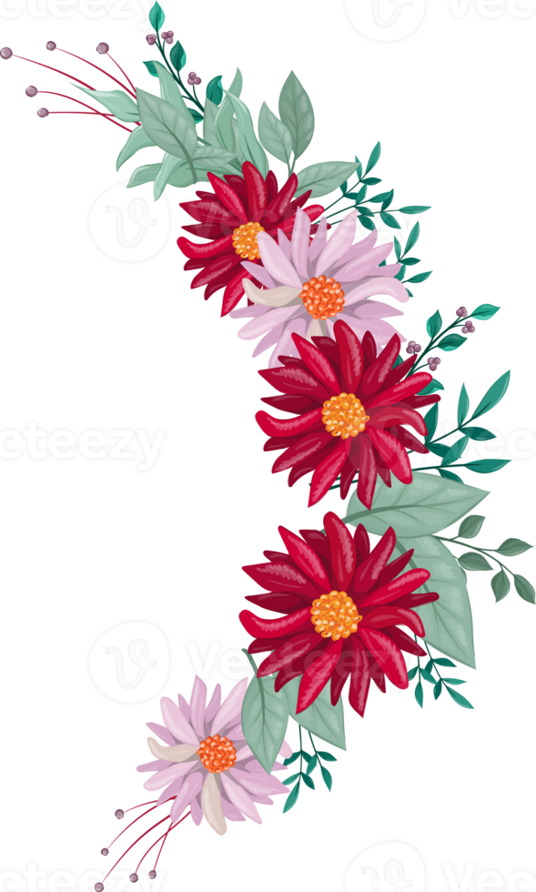 röd blomma arrangemang med vattenfärg stil png