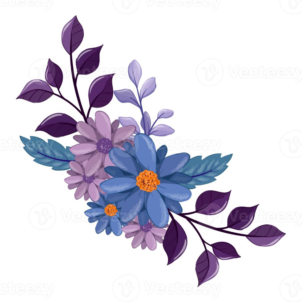 Purple Flower Arrangement with watercolor style png