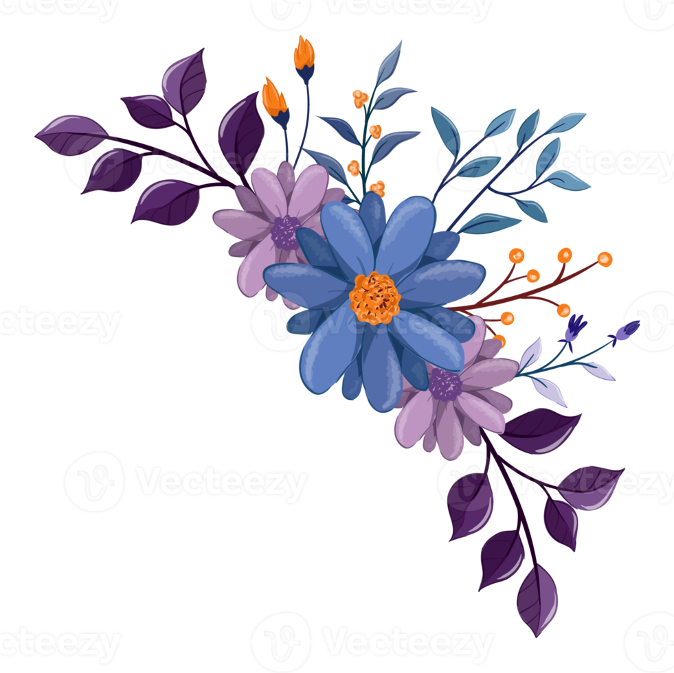 Purple Flower Arrangement with watercolor style png