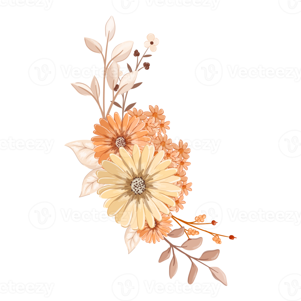 Orange Flower Arrangement with watercolor style png