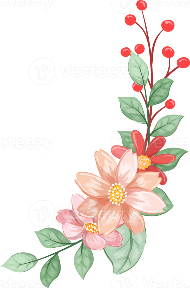 Orange Flower Arrangement with watercolor style png