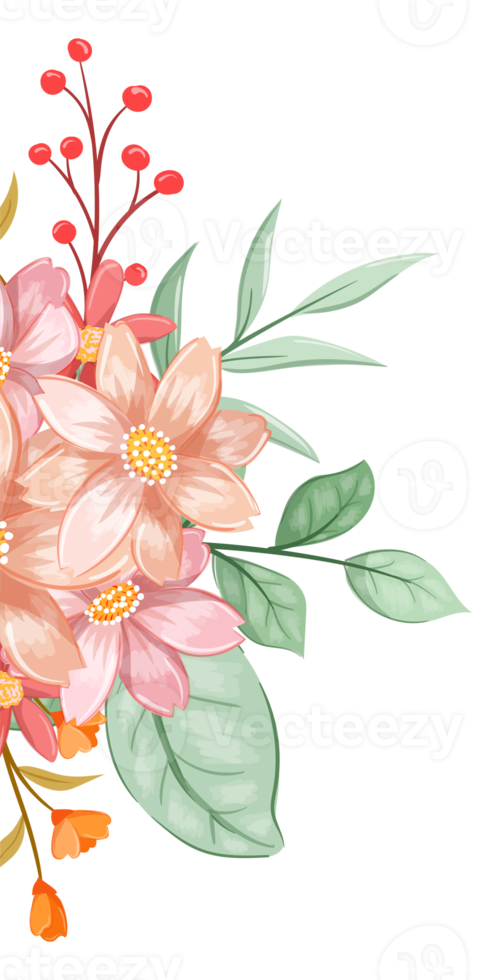 Orange Flower Arrangement with watercolor style png
