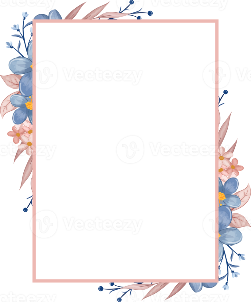 Blue Flower Arrangement with watercolor style png