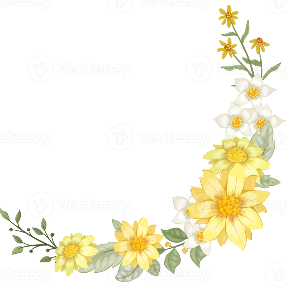 Yellow Flower Arrangement with watercolor style png