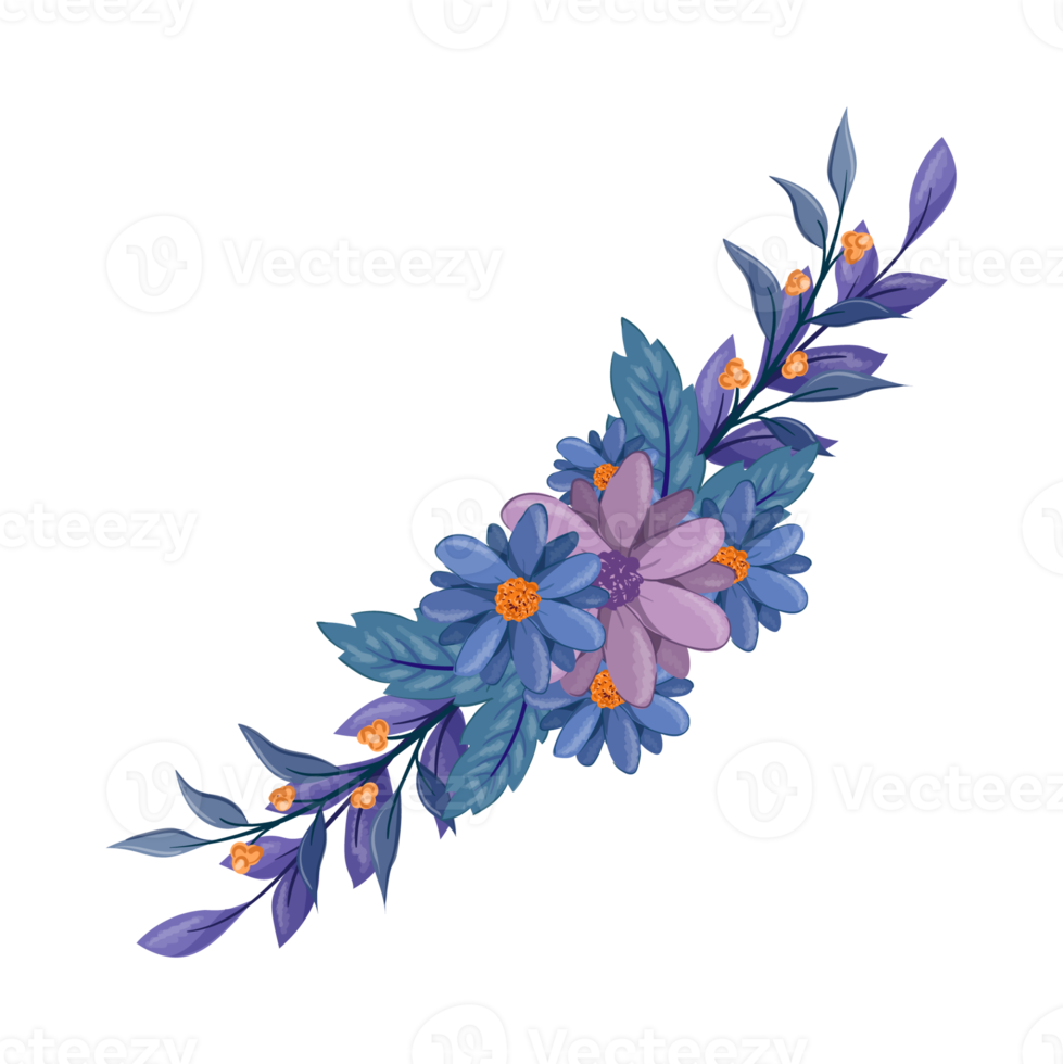 Purple Flower Arrangement with watercolor style png