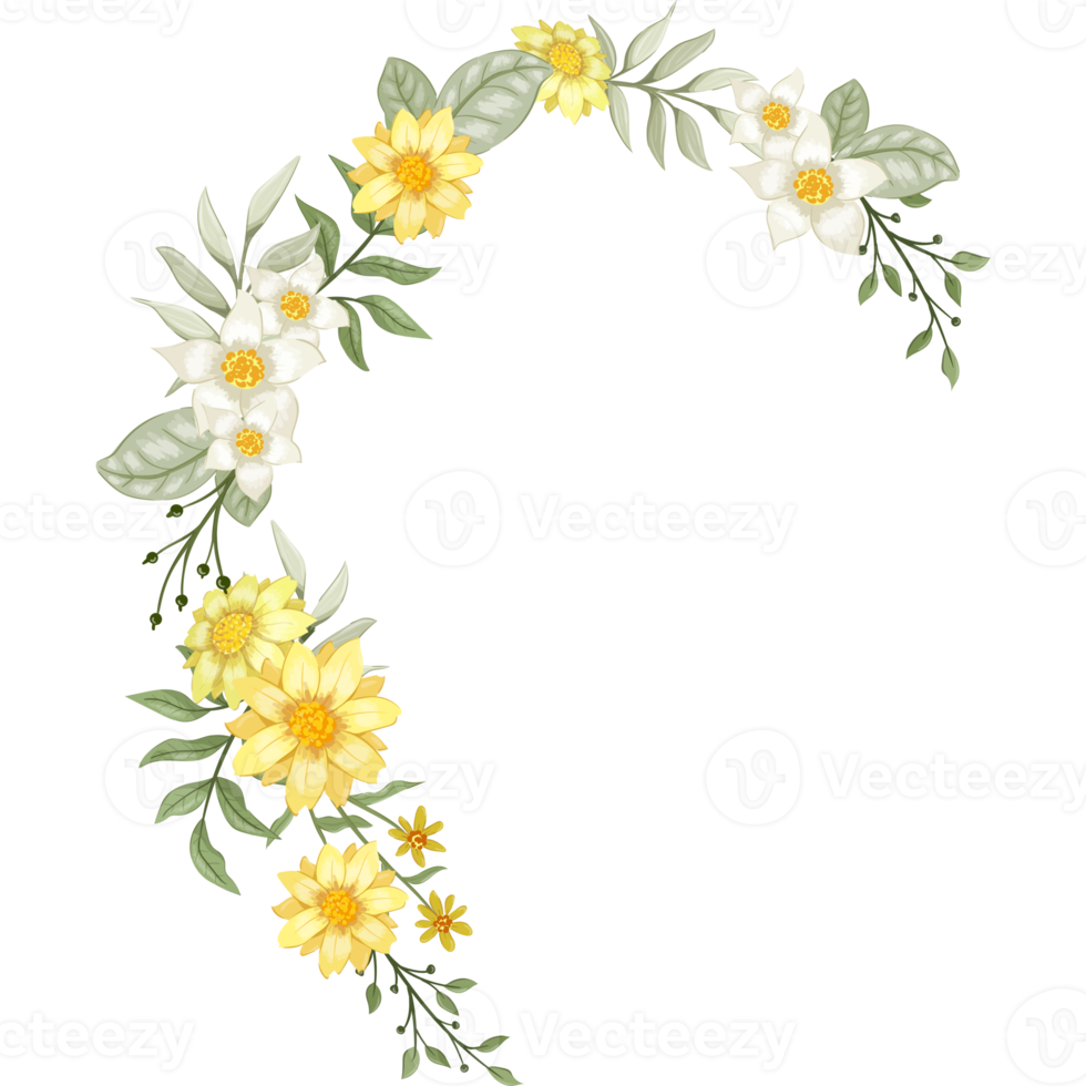Yellow Flower Arrangement with watercolor style png