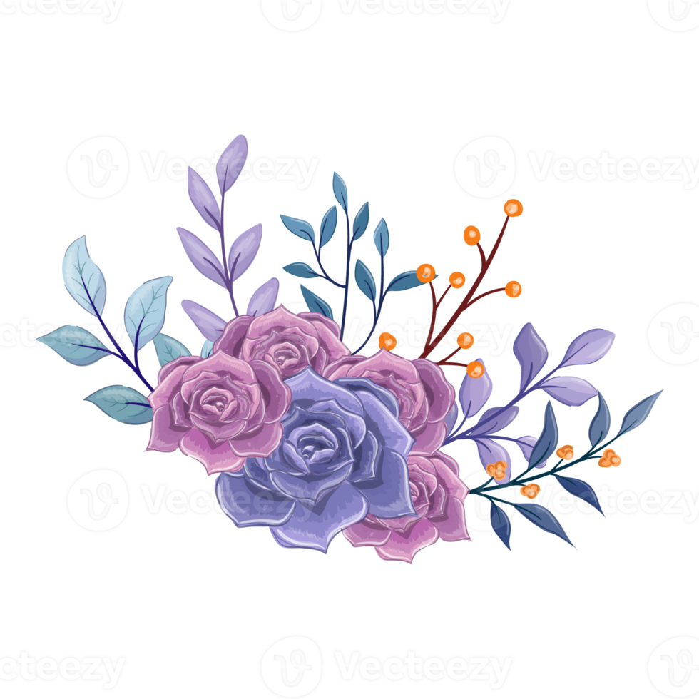 Purple Flower Arrangement with watercolor style png