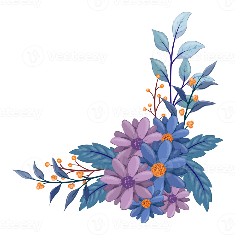 Purple Flower Arrangement with watercolor style png
