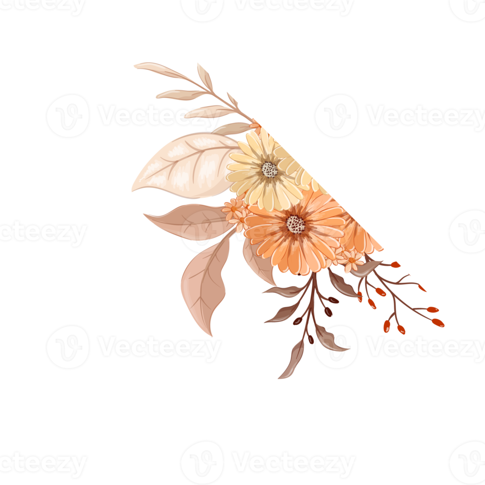 Orange Flower Arrangement with watercolor style png