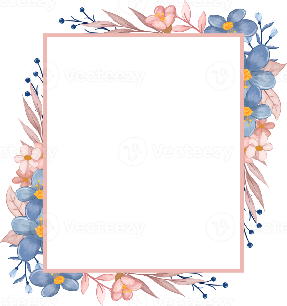 arreglo floral azul con estilo acuarela png