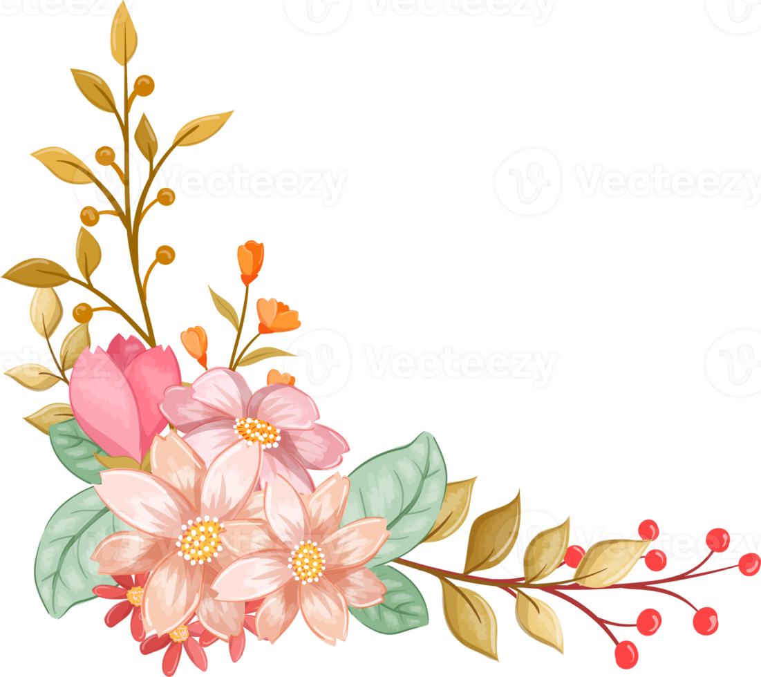 orange blomma arrangemang med vattenfärg stil png