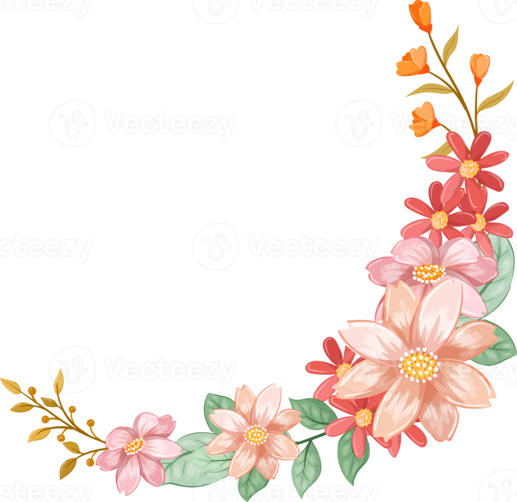 Orange Flower Arrangement with watercolor style png