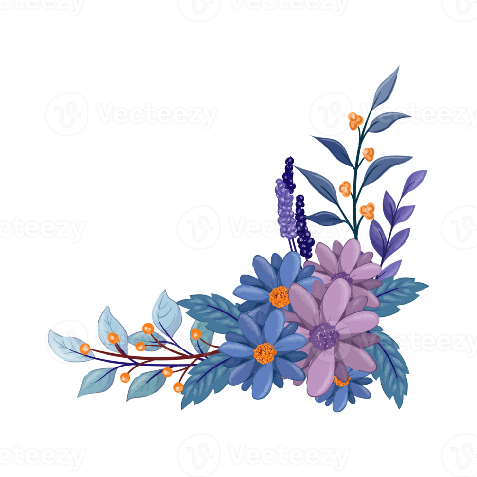 Purple Flower Arrangement with watercolor style png
