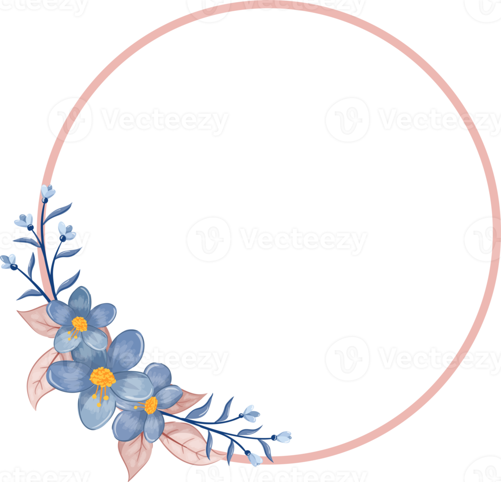 blauw bloem arrangement met waterverf stijl png