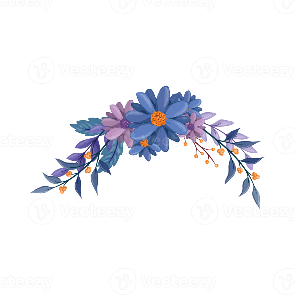 Purple Flower Arrangement with watercolor style png