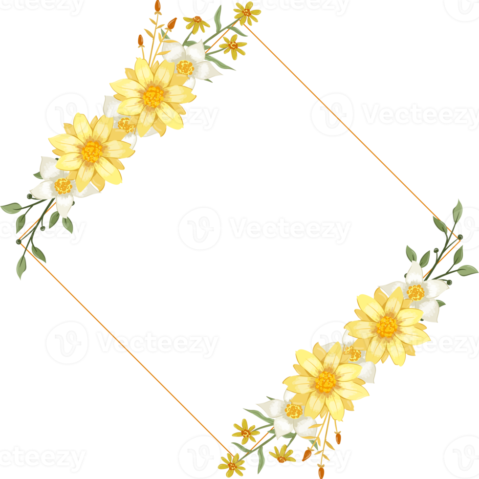 arrangement de fleurs jaunes avec style aquarelle png