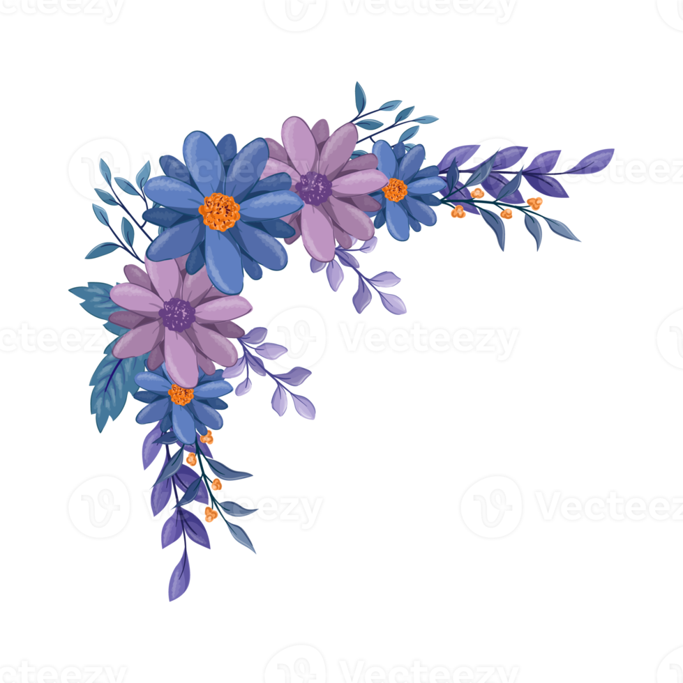 Purple Flower Arrangement with watercolor style png