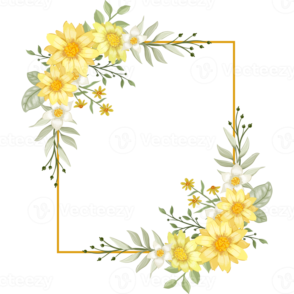 Yellow Flower Arrangement with watercolor style png