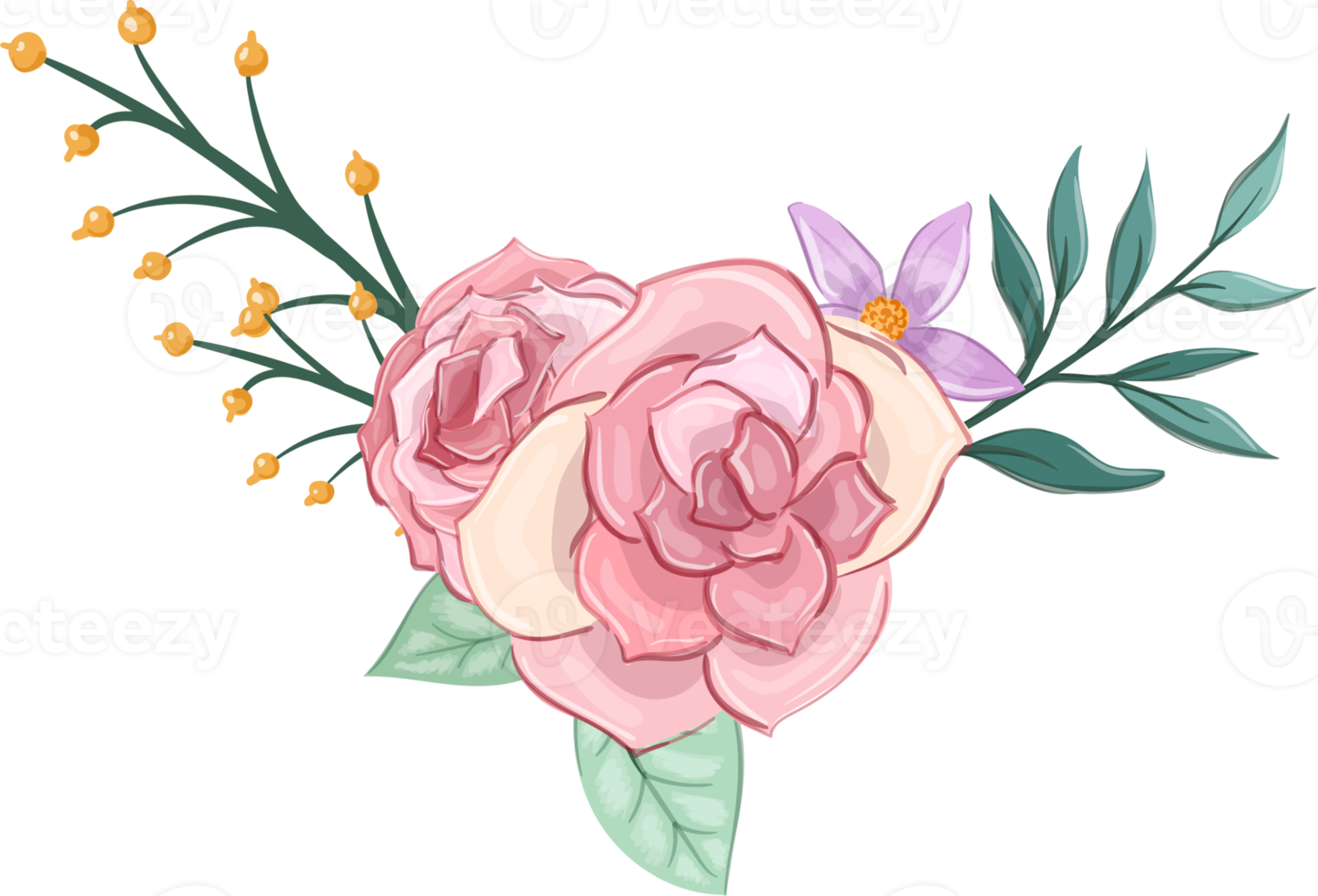 roze bloem arrangement met waterverf stijl png
