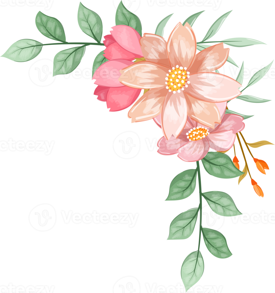 Orange Flower Arrangement with watercolor style png
