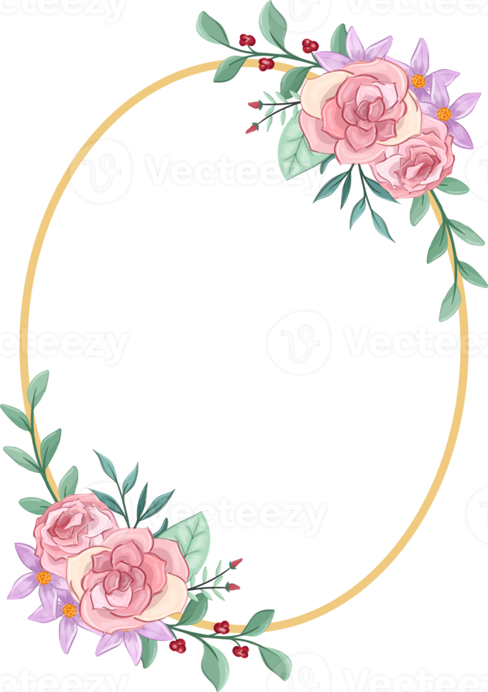 Pink flower arrangement with watercolor style png