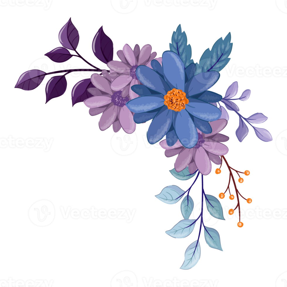 Free Purple Flower Arrangement with watercolor style 15739493 PNG with ...