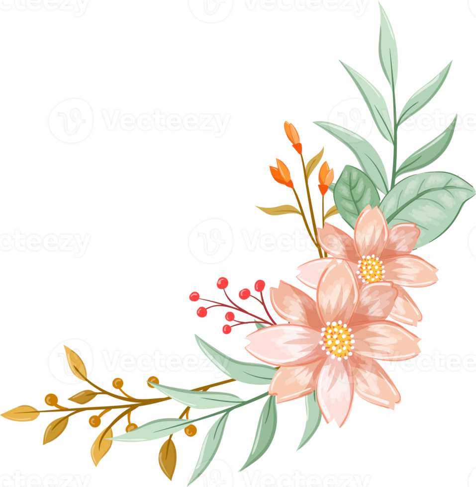 Orange Flower Arrangement with watercolor style png