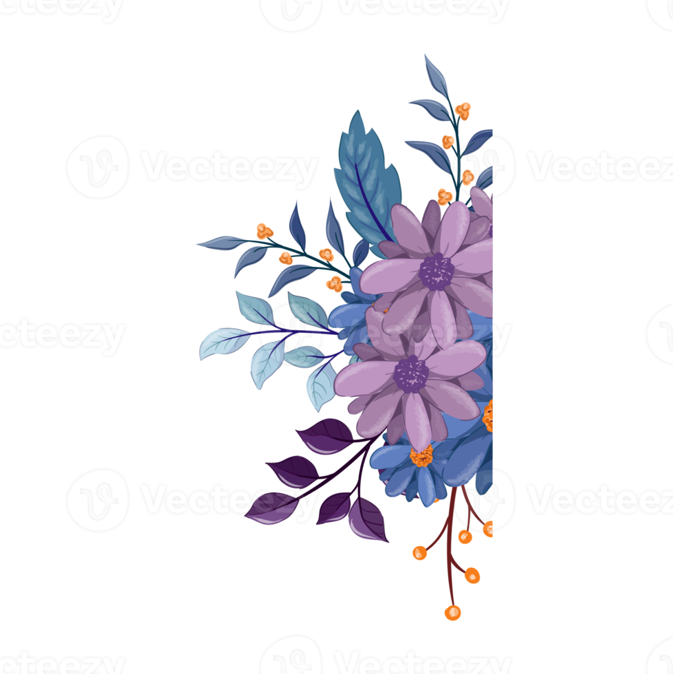 Purple Flower Arrangement with watercolor style png