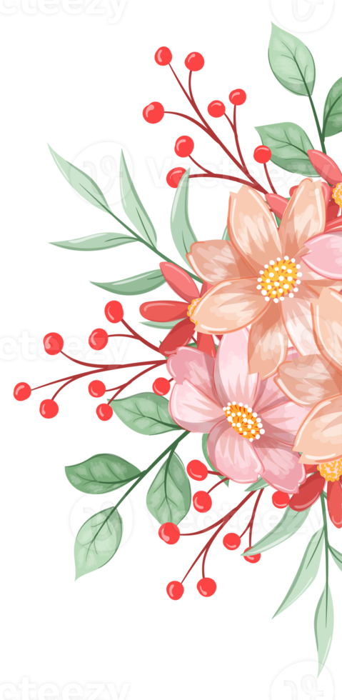 Orange Flower Arrangement with watercolor style png