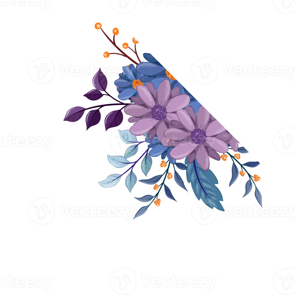 Purple Flower Arrangement with watercolor style png