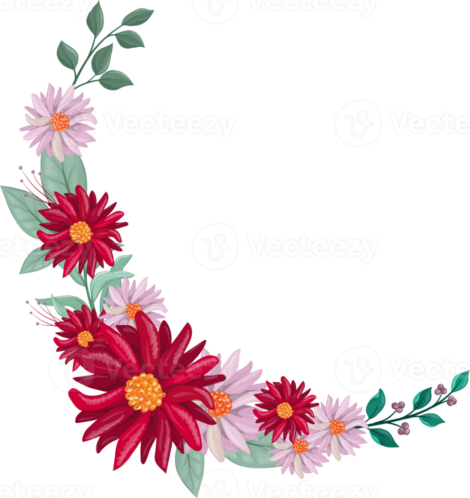 Red Flower Arrangement with watercolor style png