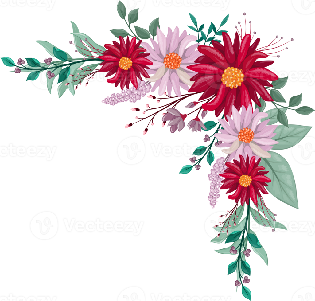 röd blomma arrangemang med vattenfärg stil png