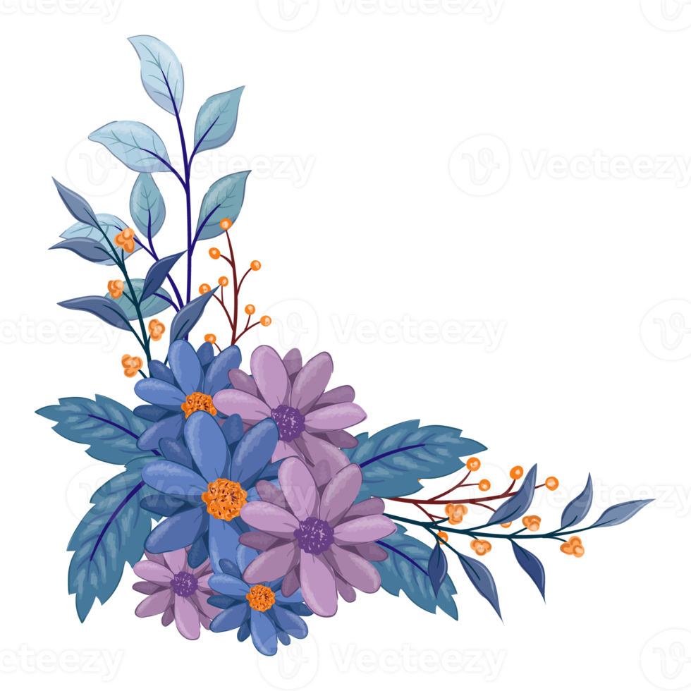 Purple Flower Arrangement with watercolor style png