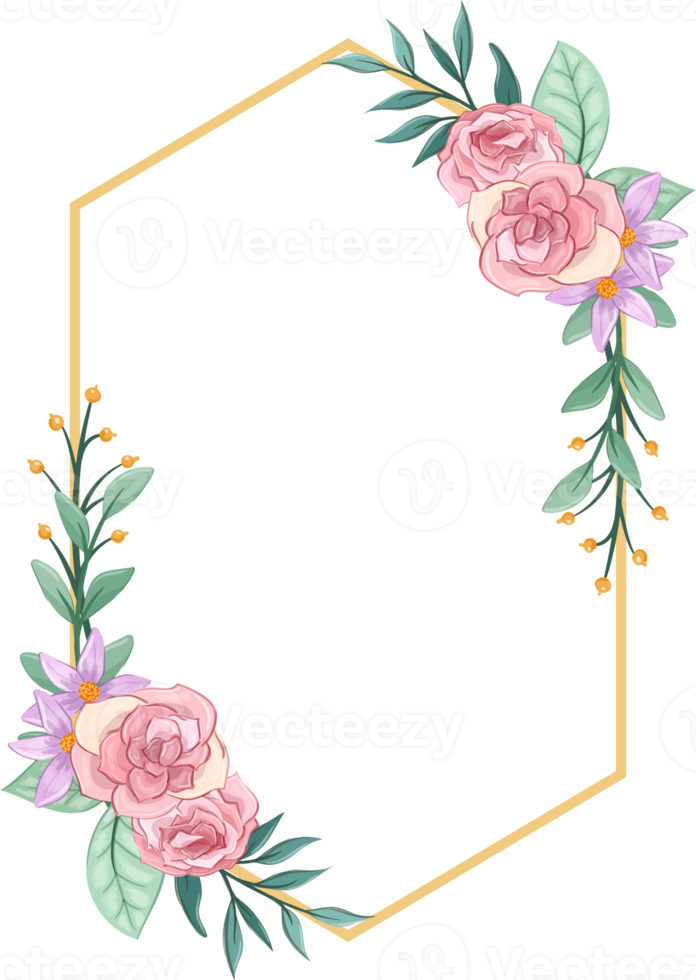 Pink flower arrangement with watercolor style png