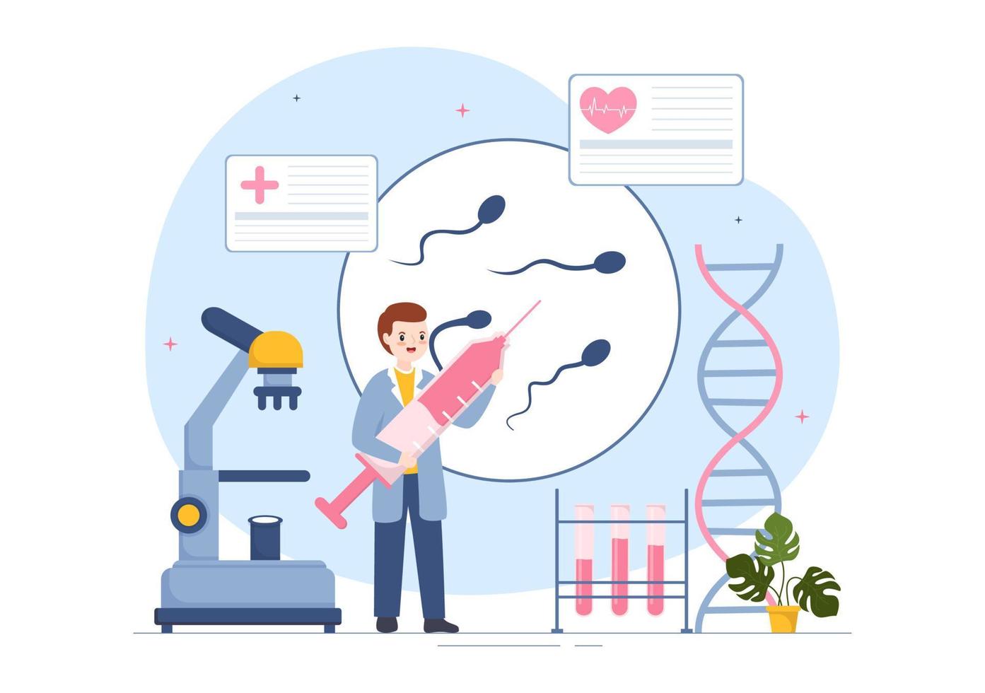 clínica de fertilidad sobre tratamiento de infertilidad para parejas y maneja programas de fertilización in vitro en dibujos animados planos dibujados a mano ilustración de plantillas vector