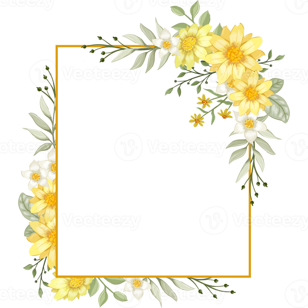 Yellow Flower Arrangement with watercolor style png