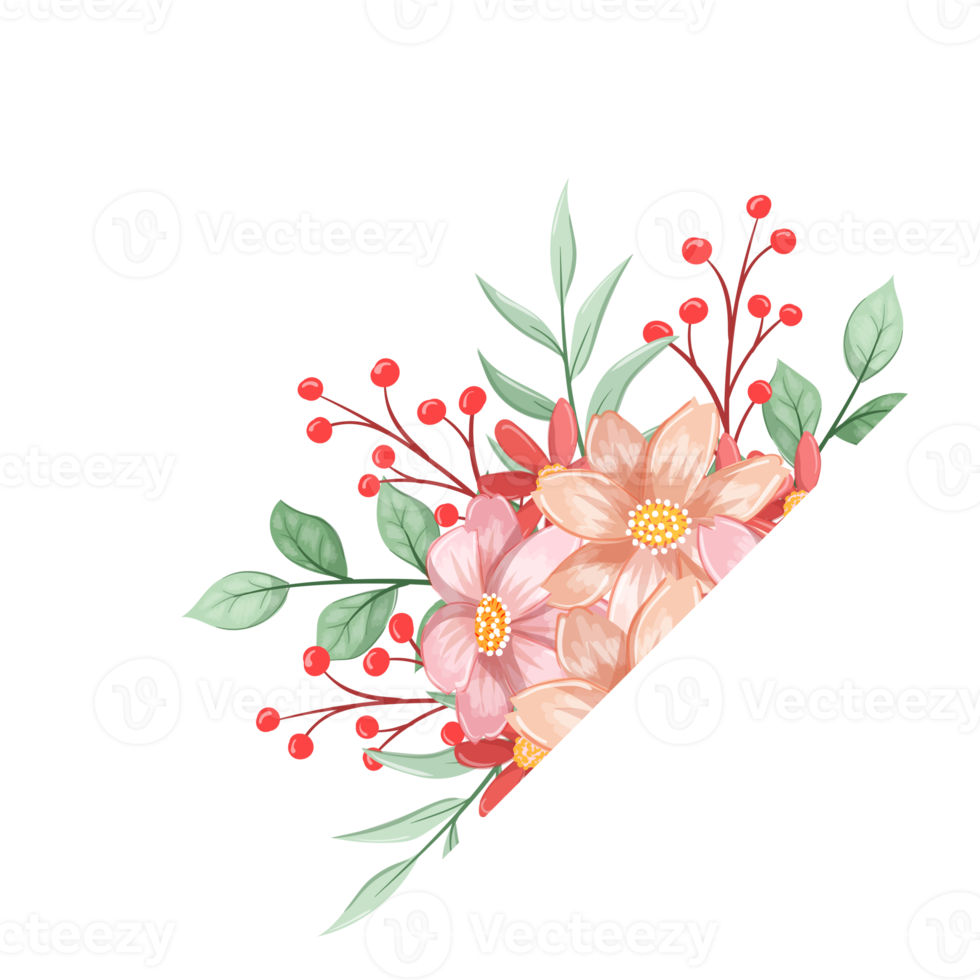 Orange Flower Arrangement with watercolor style png