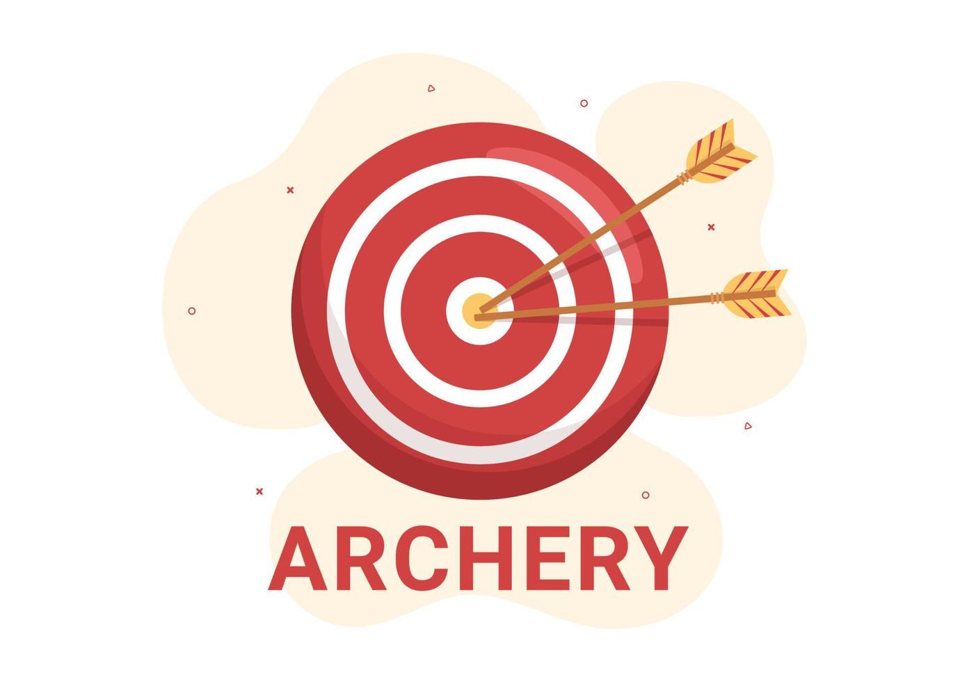 Archery Sport with Bow and Arrow Pointing at Target for Outdoor Recreational Activity in Flat Cartoon Hand Drawn Template Illustration vector