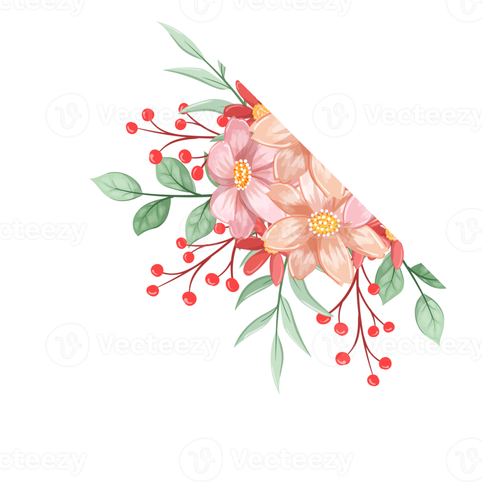 Orange Flower Arrangement with watercolor style png