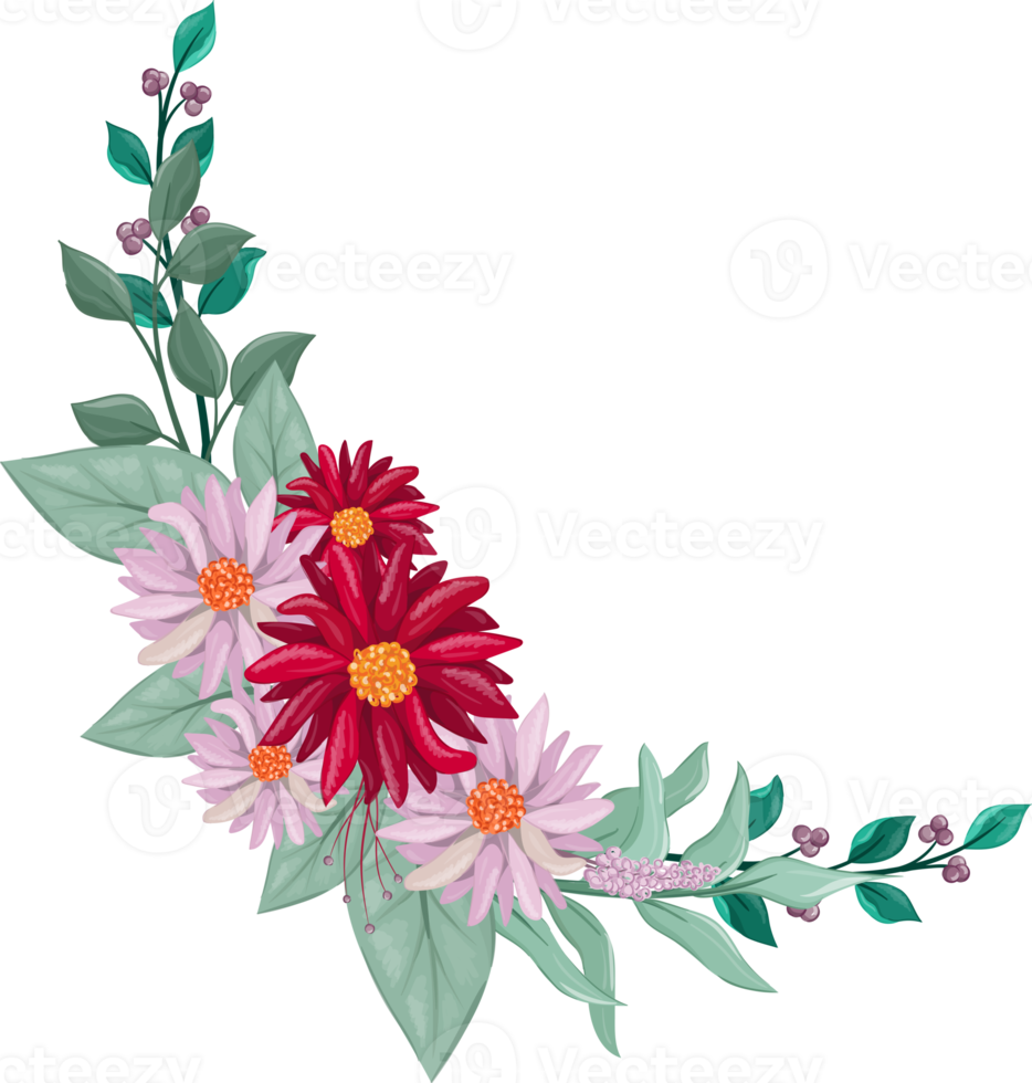 Red Flower Arrangement with watercolor style png