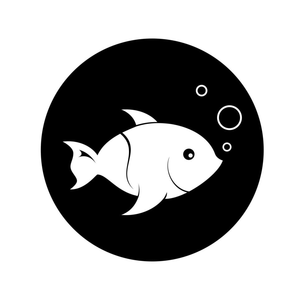 increíble pez nadador en un círculo negro imagen icono gráfico diseño de logotipo concepto abstracto vector stock. se puede utilizar como un símbolo relacionado con la pesca o el animal