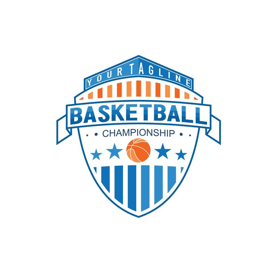 asombroso emblema de baloncesto con imagen de bola icono gráfico diseño de logotipo concepto abstracto vector stock. se puede utilizar como un símbolo relacionado con el torneo o el deporte