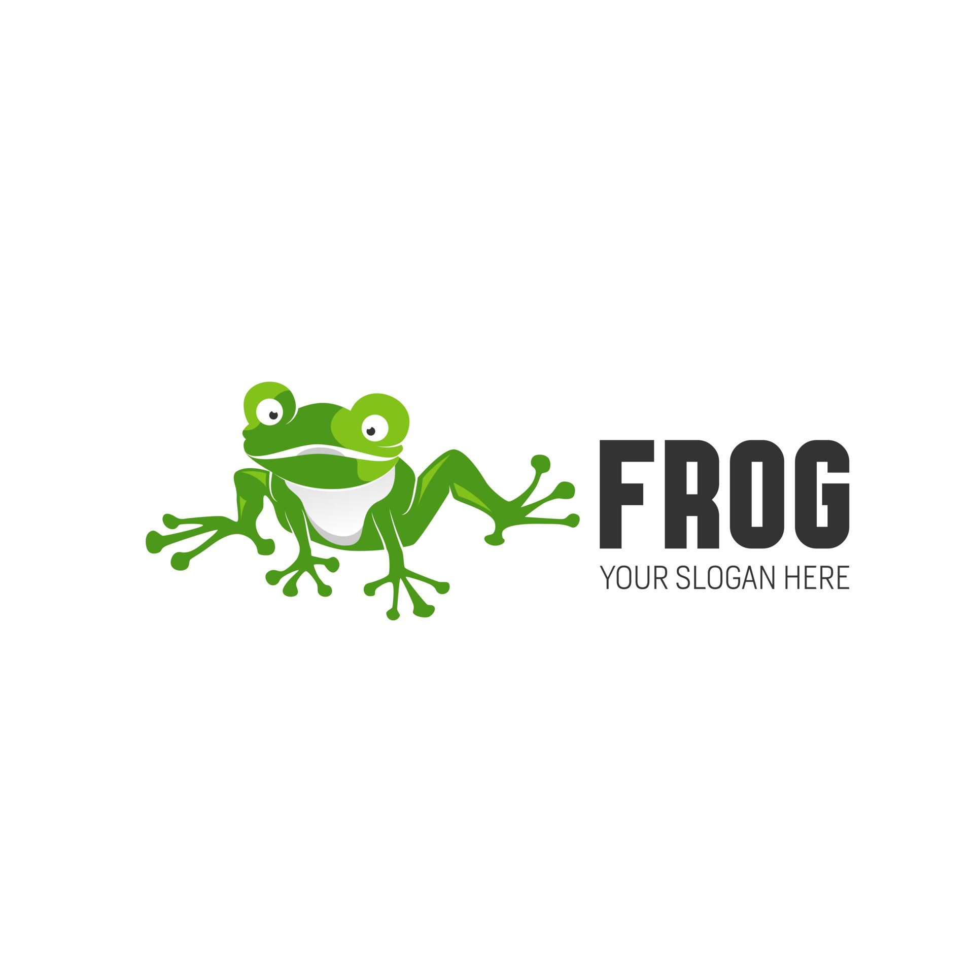 frog facing forward in standby position logo design abstract concept