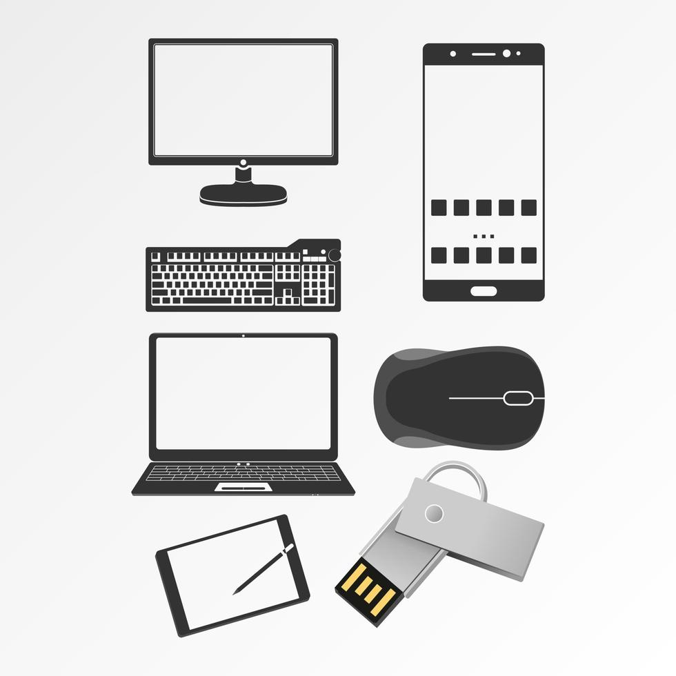 computer and handphone equipment image graphic icon logo design abstract concept vector stock. Can be used as a symbol associated with tech or internet.
