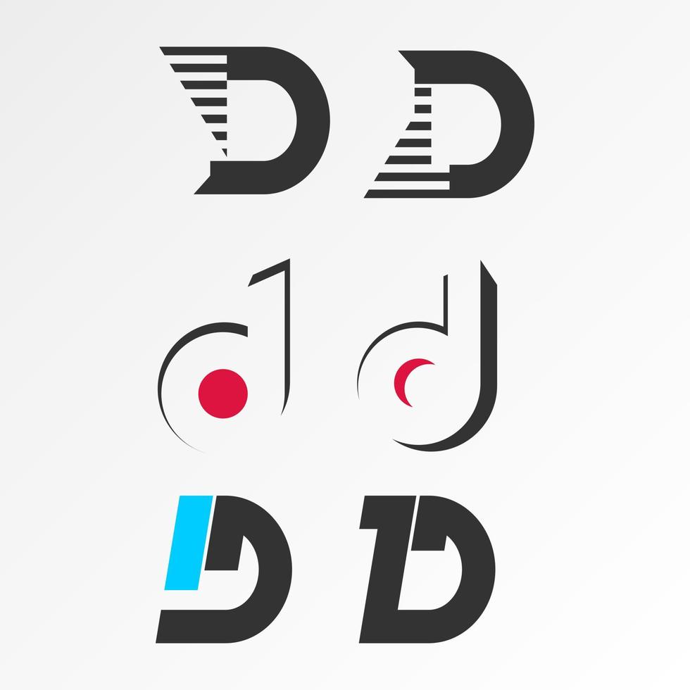 letra o palabra d diferente variación fuente imagen gráfico icono logotipo diseño abstracto concepto vector stock. se puede usar como un símbolo asociado con la inicial o el monograma